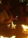 Flames dance on Keith's hands
