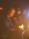 Bob holds flames -- flash
